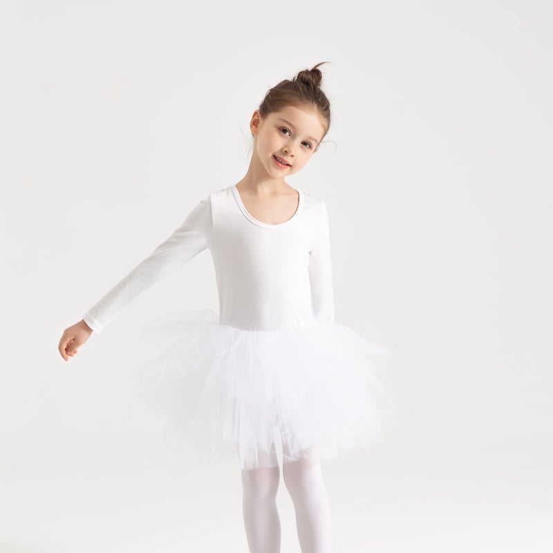 Tutu.kk Toddler Girls Ballet Tutu Dress Gymnastics Long Sleeve 4-Layers Tulle Tutu Leotard Black 3-4 Years - Image 2